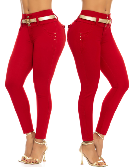 JEANS LEVANTACOLA COLOMBIANO 4 BOTONES ROJO 64202 NYE