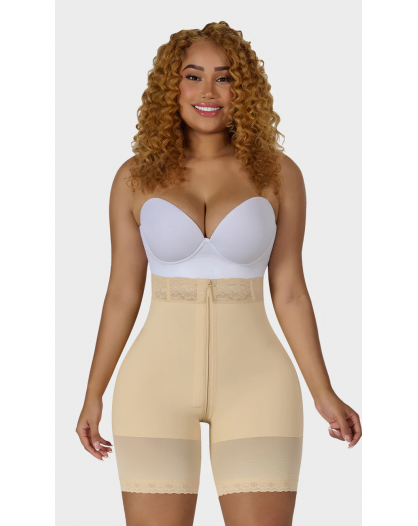 SHORT ALTO RELOJ DE ARENA CON CREMALLERA INVISIBLE MYD SXA-00728 BEIGE