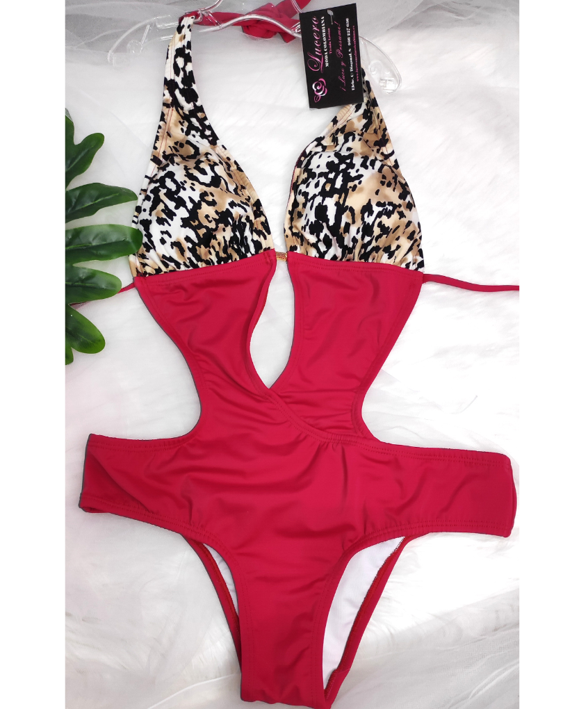 TRIKINI ROJO COPA ANIMAL PRINT