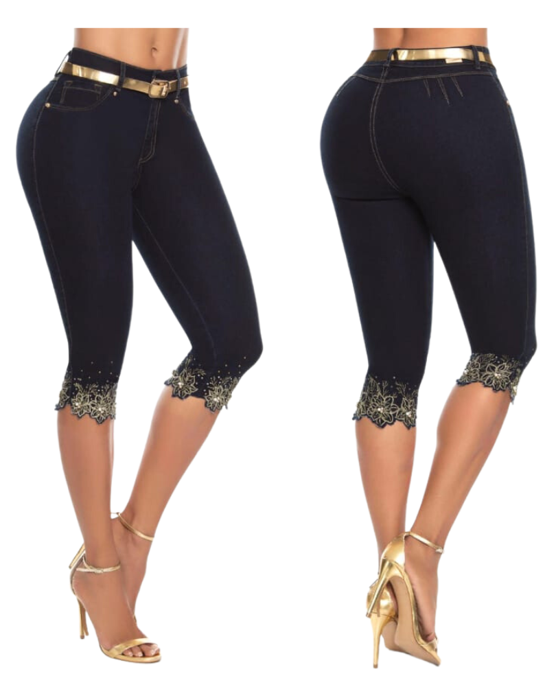 PANTALÓN COLOMBIANO ESTILO PIRATA BORDADO EN BOTA 701137
