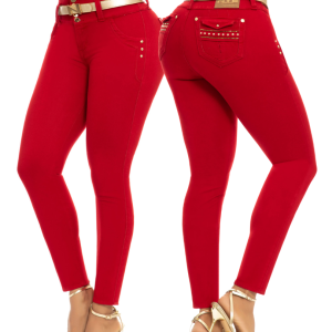 JEANS LEVANTACOLA COLOMBIANO 4 BOTONES ROJO 64202 NYE