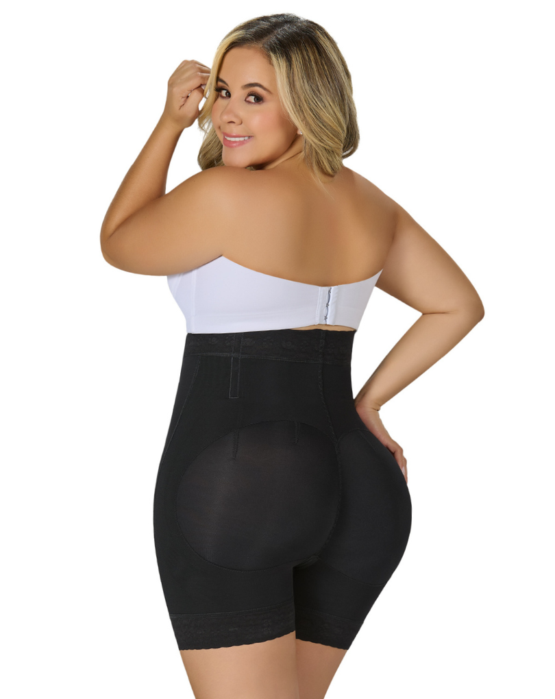 SHORT LEVANTACOLA EXTRA ALTO EN CINTURA CON CREMALLERA PERINEAL SXA-0327 MYD