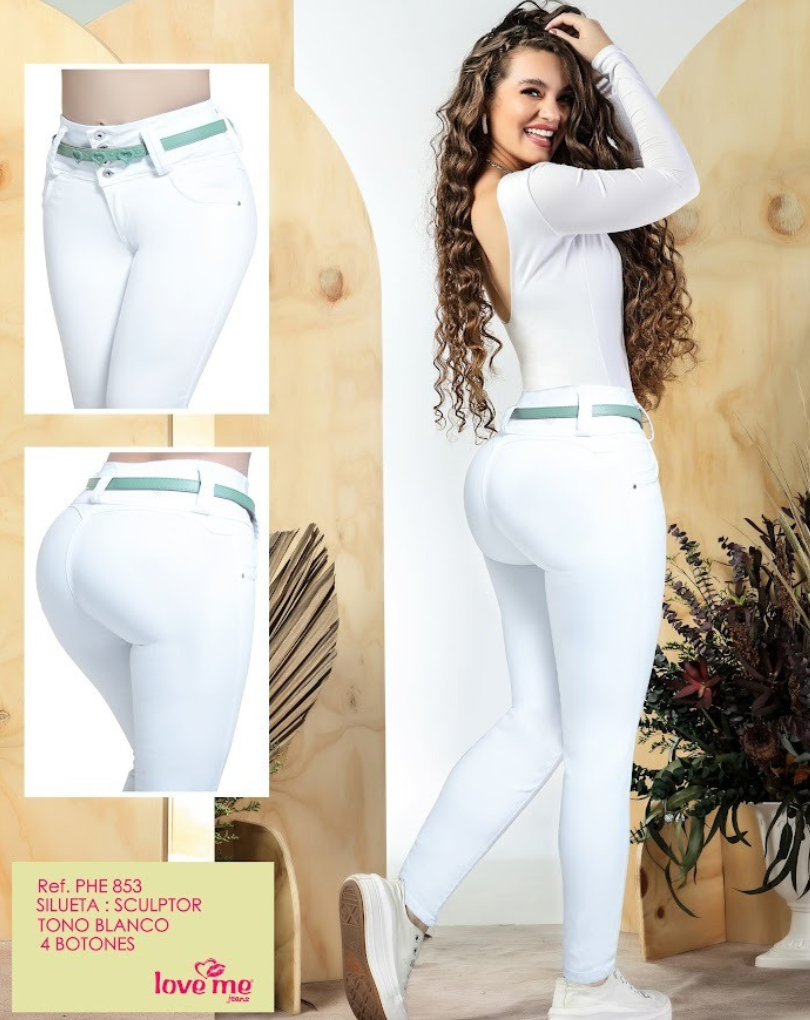 PANTALON COLOMBIANO BLANCO SIN BOLSILLOS
