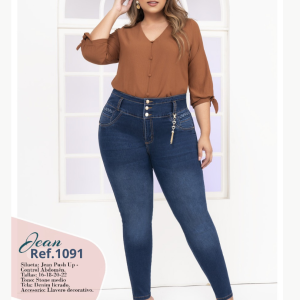 Pantalón Colombiano Levantacola Plus Size con Control de Abdomen 1091