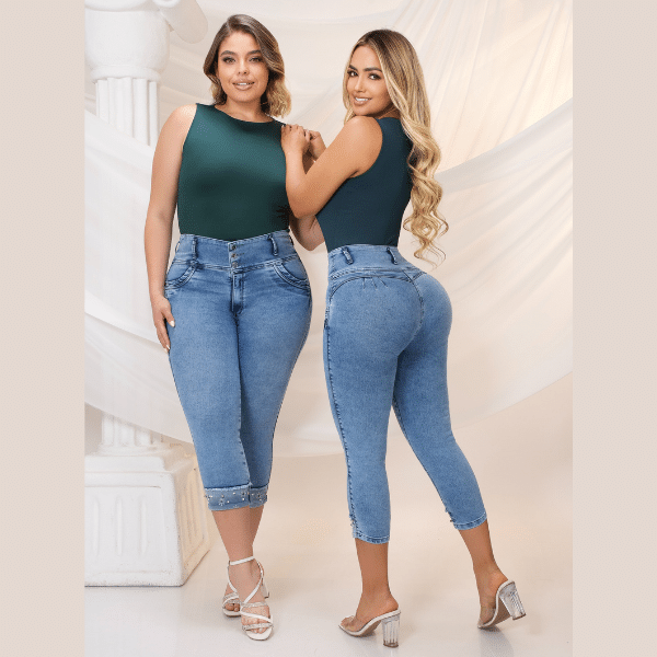 Pantalón Colombiano Capri Levantacola Push Up 2895W Azul Frost